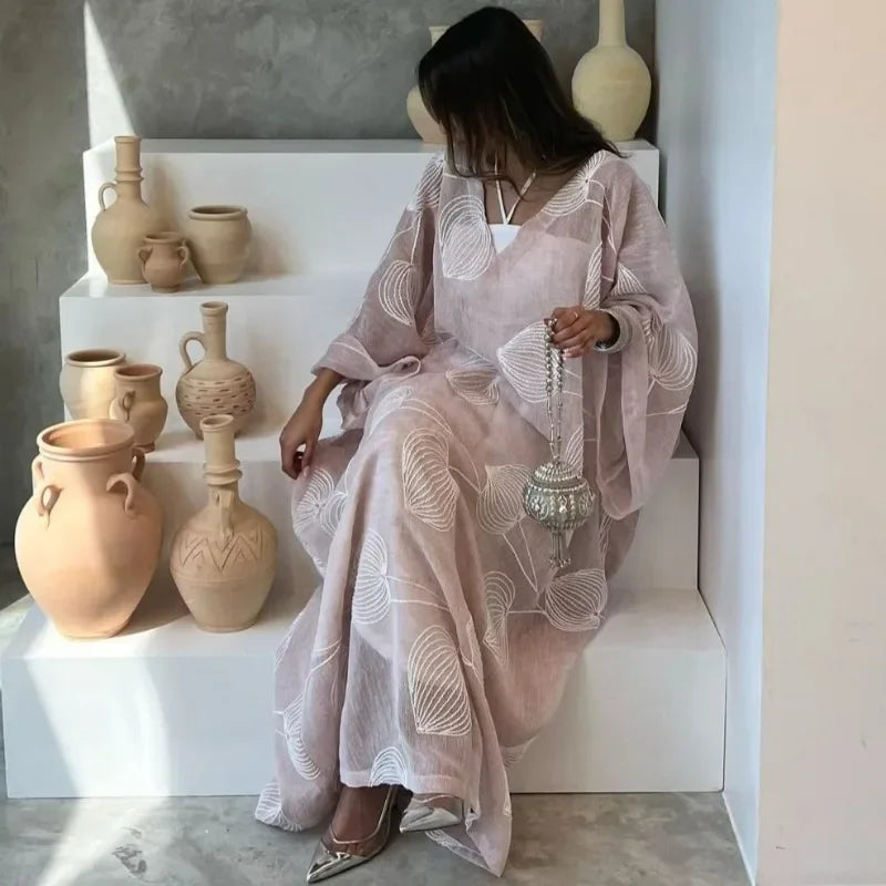 Dubai Robe Elegant and Soft Blossoms, Tank Top, Long Skirts, Two Piece Dress Set, Long Skirts Ramadan Dubai Luxury Islam Elegant
