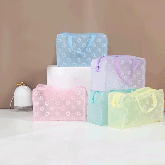 Trousse de toilette et maquillage de style floral transparente 5 colorie - Style accessories 