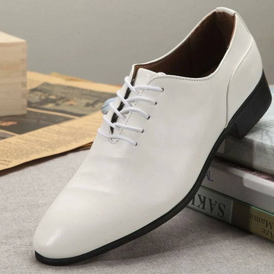 White Pointed Toe Soft Lace Up Men's Formal Shoes Gentleman Office New 39 Footwear Cheap Liquidation Low Price Social Shoe Male