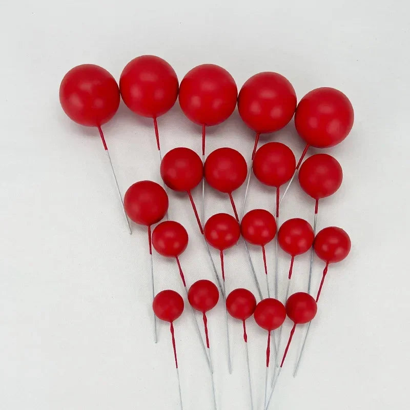 20pcs Mix Size Red Heart Cake Toppers Valentine's Day Resin Love Cupcake Flag For Wedding Engagement Party Cake Balls Decoration