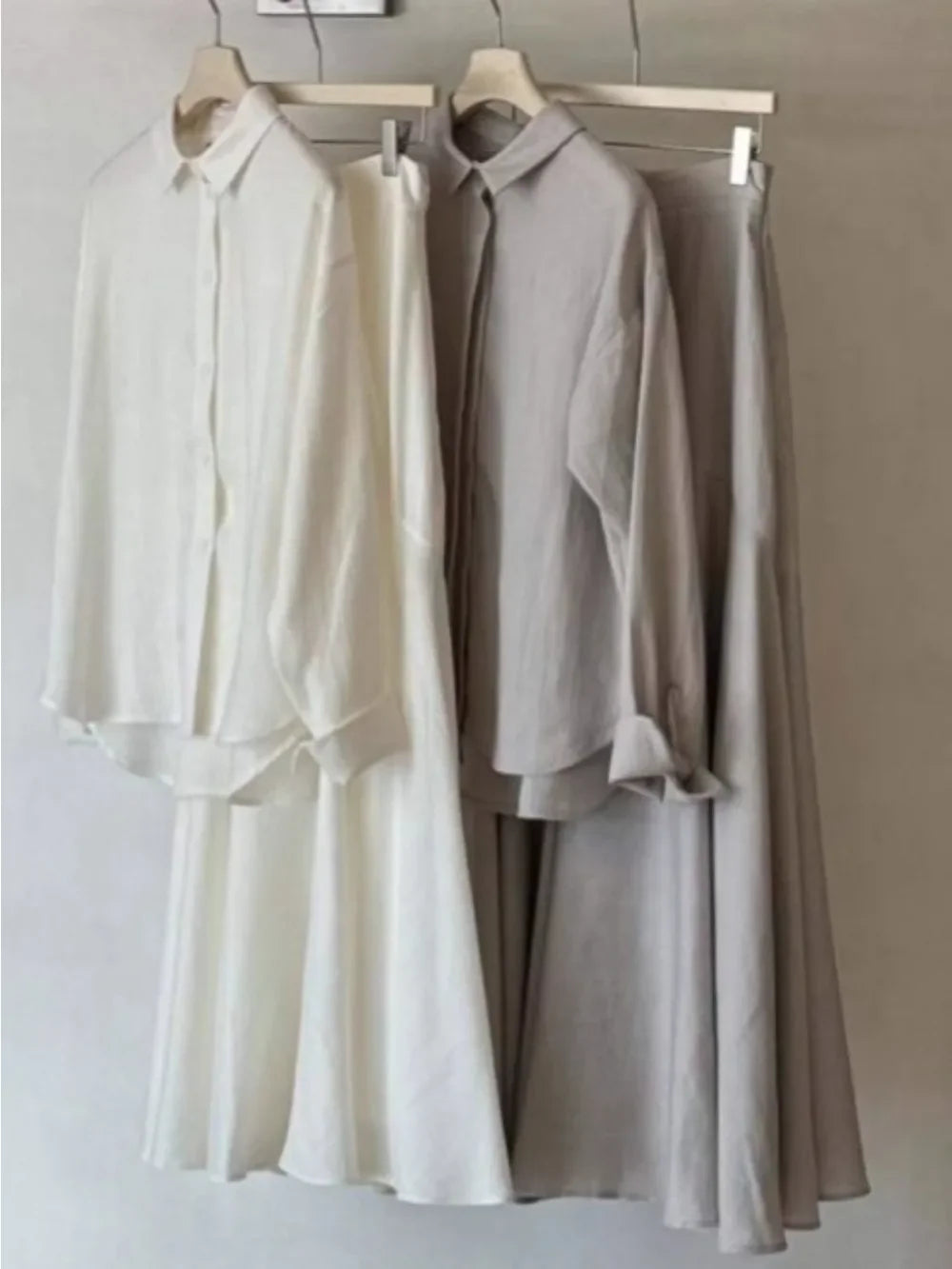Eid Muslim Set Women Top Shirt Skirt 2 Piece Set Blouse Single Breaterd Solid Skirts Suits Arabic Dubai Musulman Ensembles 2025