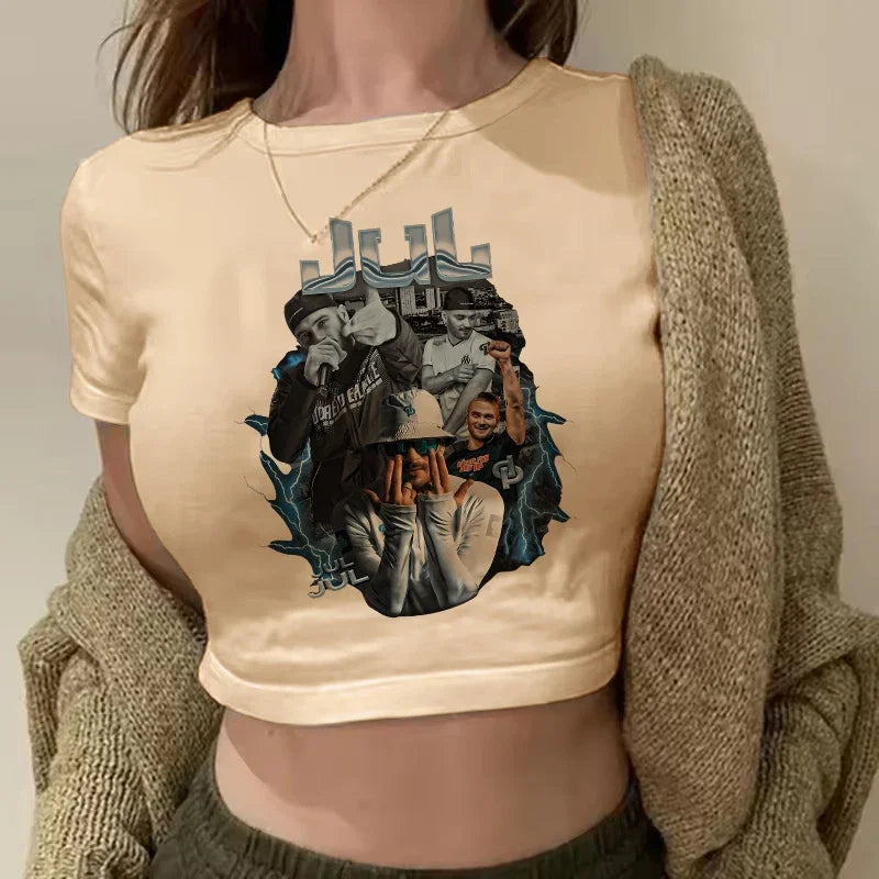 Maillot Jul Cropped Tee Shirt Girl Harajuku Gothic Sexy T-shirt Women Funny Summer Tshirt Graphic Y2k Crop Tops Clothing Female