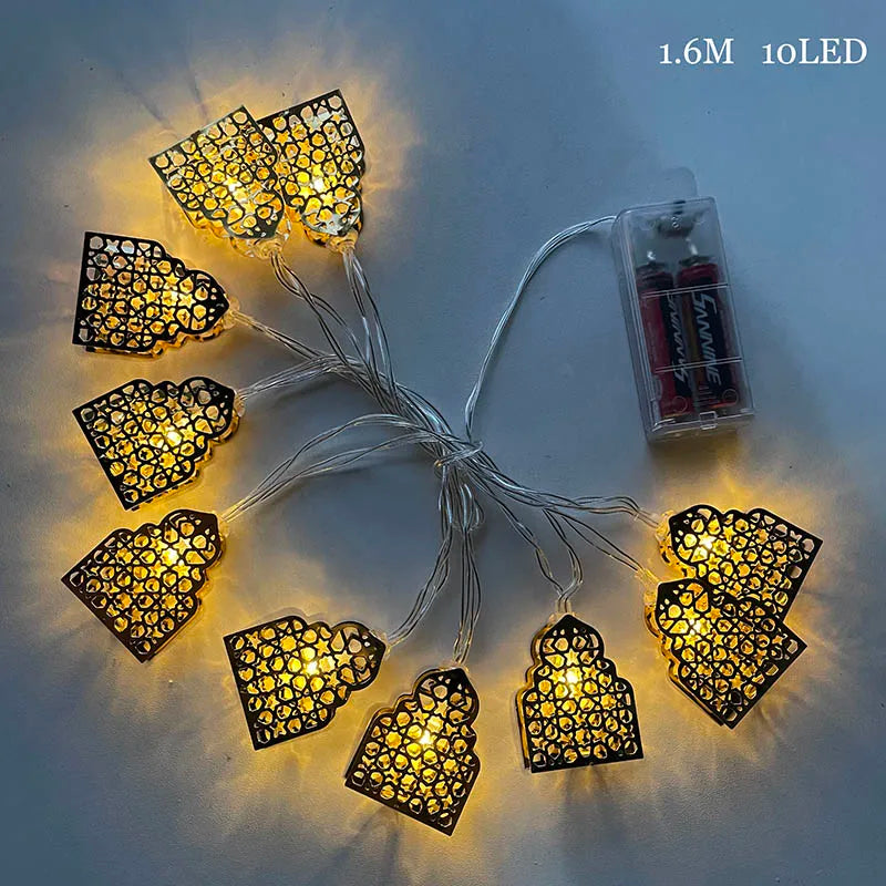 EID Mubarak Moon Star LED String Lights Battery Operated Ramadan Kareem Decoration for Home Islam Muslim Festival Party Supplies