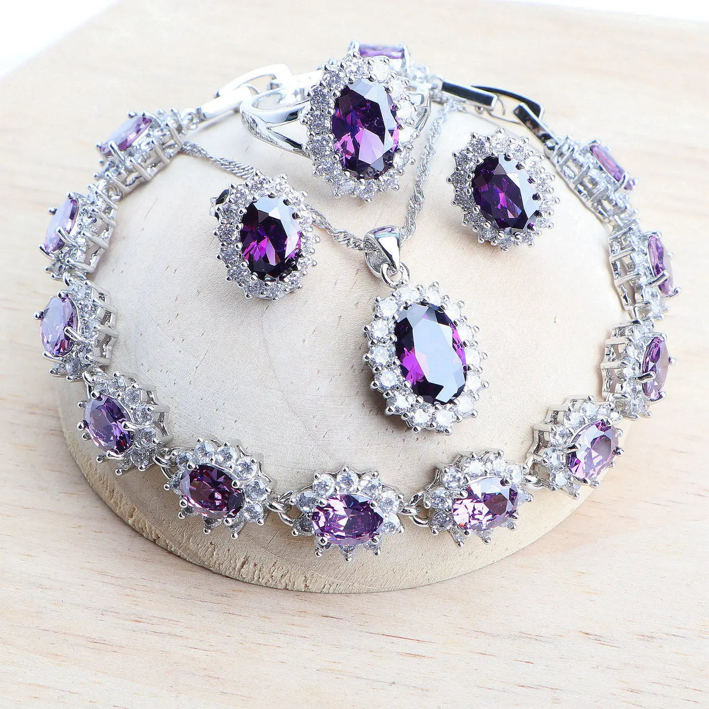 925 Sterling Silver Bridal Jewelry Sets Zircon Ladies Jewellery Wedding Rings Earrings Pendant Bracelets Necklace Set For Women