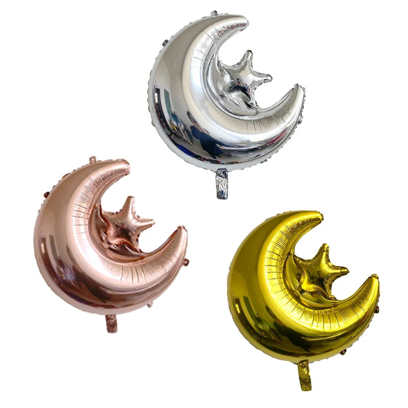 Eid Mubarak Balloons 2024 Ramadan Decorations for Home Moon Star Foil Balloon Muslim Aid Moubarak Kareem Festival Party Supplies