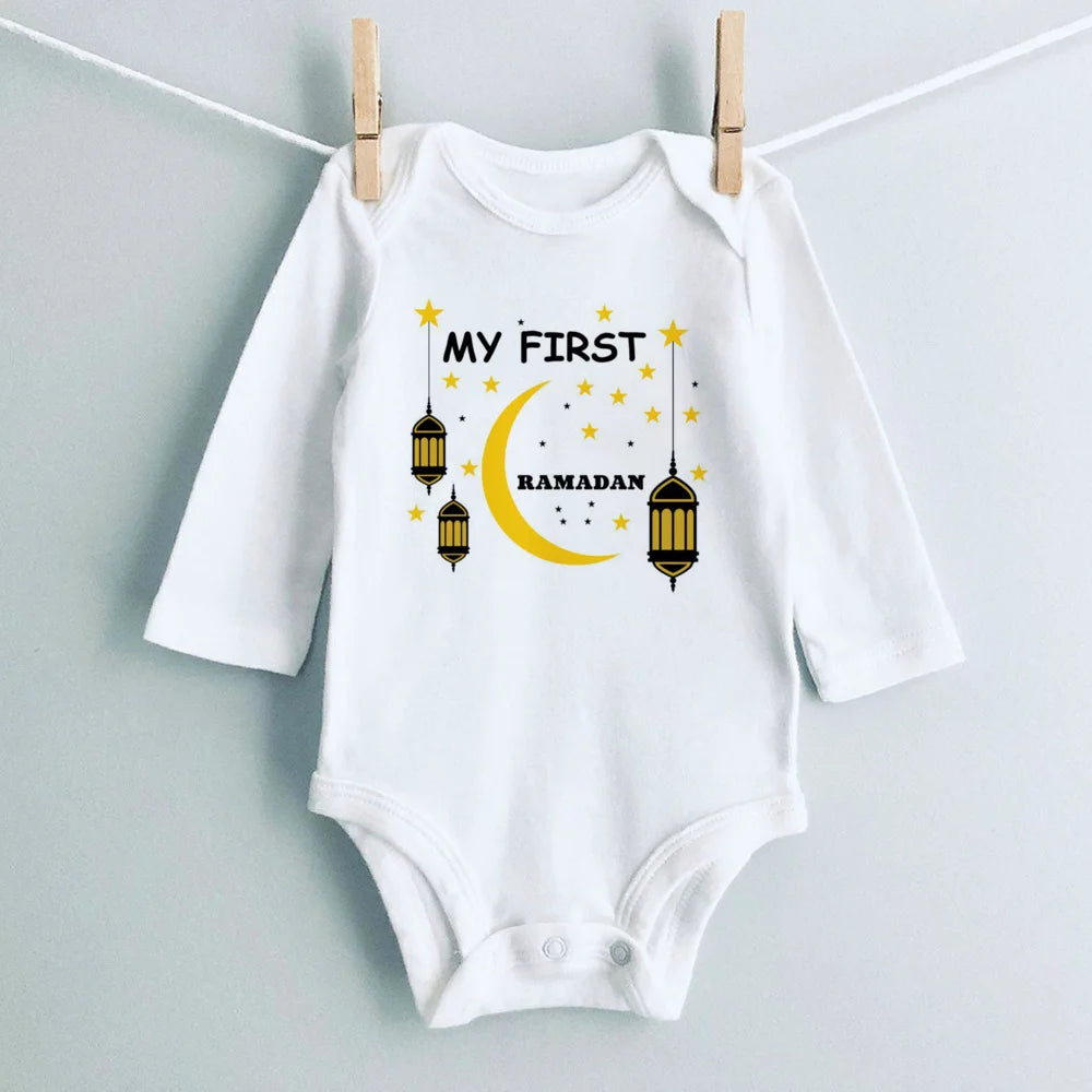 My First Ramadan Print Baby Romper Newbron Bodysuit Muslim Boys Girls Clothes Infant Baby First Ramadan Gift Toddler Jumpsuit