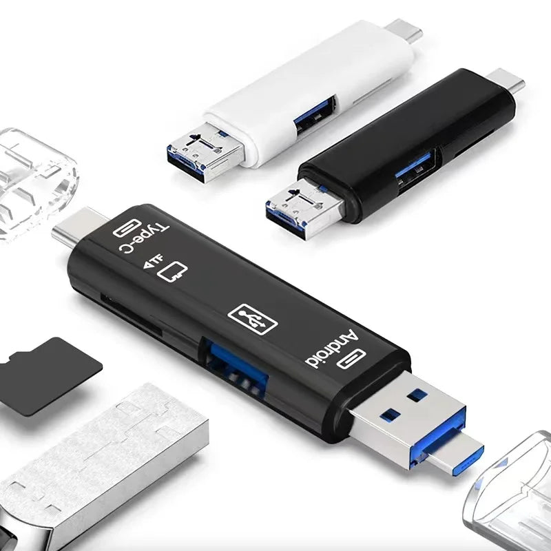 5 In 1 multifonctions usb adaptateur de téléphone type c ou iPhone ordi également pour stocker tout vos fichiers - Style accessories 