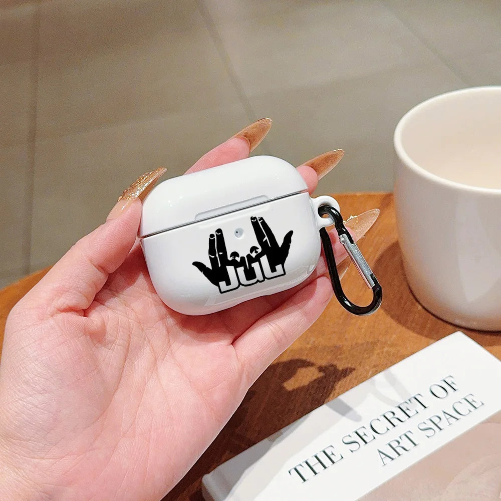 Hot Rapper Shockproof Protective Glossy HD Hard PC Earphone Cover Case For AirPods 1 2 3 4 Pro Pro2 J-JuL-L-with Metal Hook