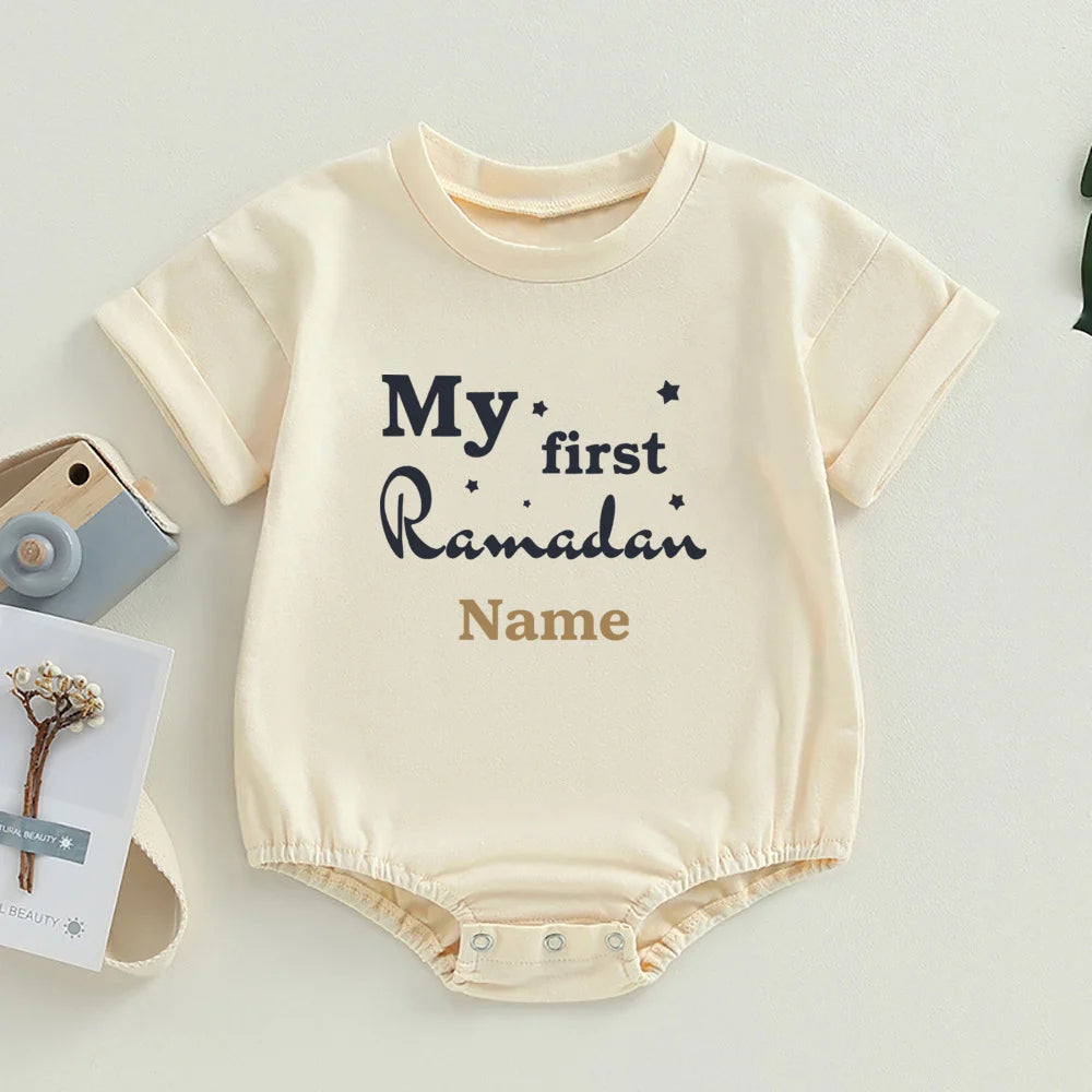 Personalized Baby First Ramadan Bubbles Bodysuit Custom Name Newborn Eid Ramadan Romper Islamic Muslim Holiday Infant Clothes