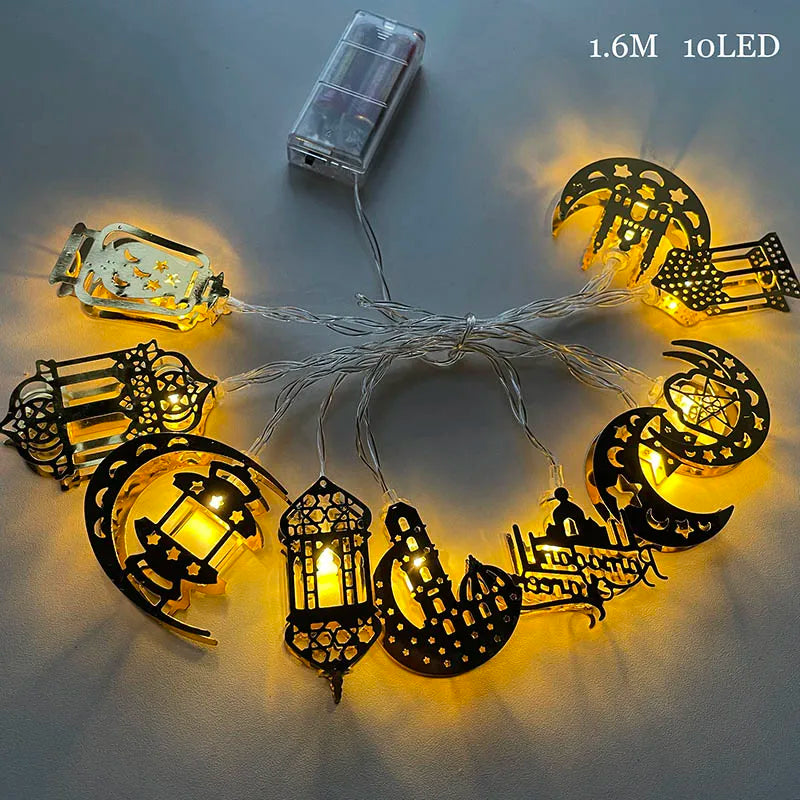EID Mubarak Moon Star LED String Lights Battery Operated Ramadan Kareem Decoration for Home Islam Muslim Festival Party Supplies