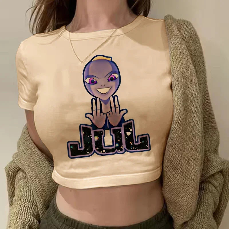 Maillot Jul Cropped Tee Shirt Girl Harajuku Gothic Sexy T-shirt Women Funny Summer Tshirt Graphic Y2k Crop Tops Clothing Female