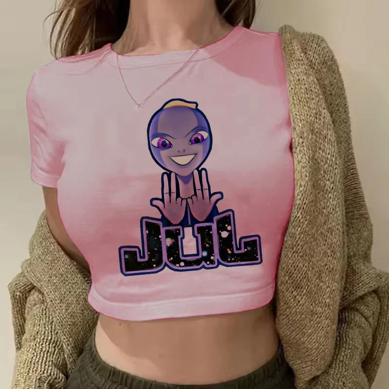 Maillot Jul Cropped Tee Shirt Girl Harajuku Gothic Sexy T-shirt Women Funny Summer Tshirt Graphic Y2k Crop Tops Clothing Female