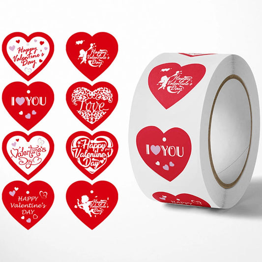 100-500pcs Red Love Stickers Happy Valentine's Day Wedding Invite Card Decorate Candy Gift Box Tags Seal Label