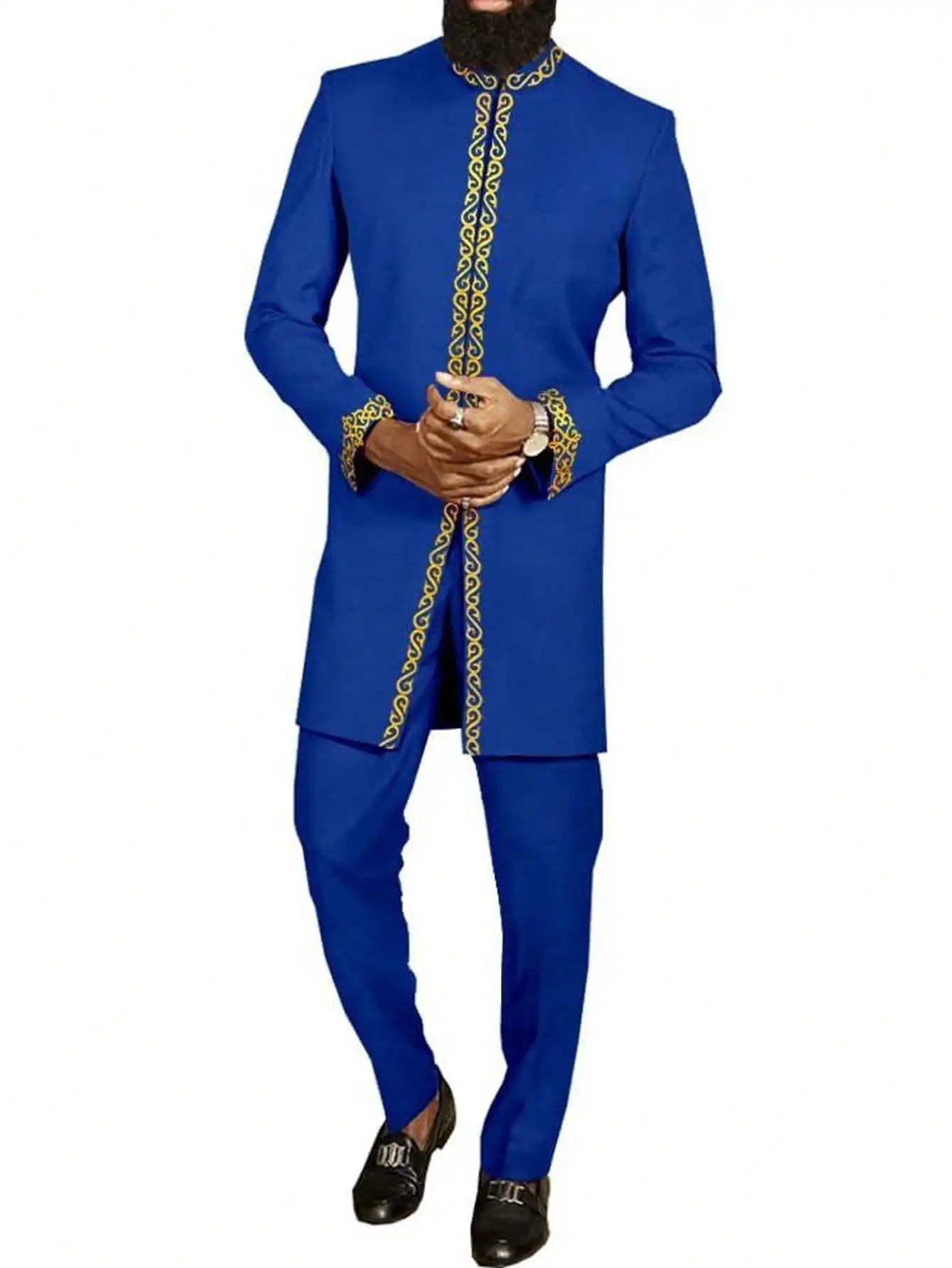 Kaftan Mens Designer Clothes Embroidered Tops And Trousers With Pockets Elegant Suits for Men African Casual 2 Pcs Suit Outfits