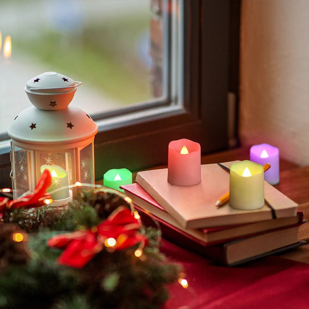 6PCS Rechargeable Candles Timer Remote Birthday Candle Valentine's Day Home Decoration Tealights Room Decor Flameless LED Candle