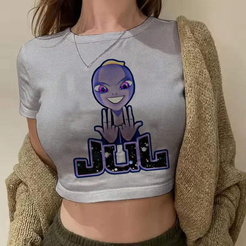 Maillot Jul Cropped Tee Shirt Girl Harajuku Gothic Sexy T-shirt Women Funny Summer Tshirt Graphic Y2k Crop Tops Clothing Female