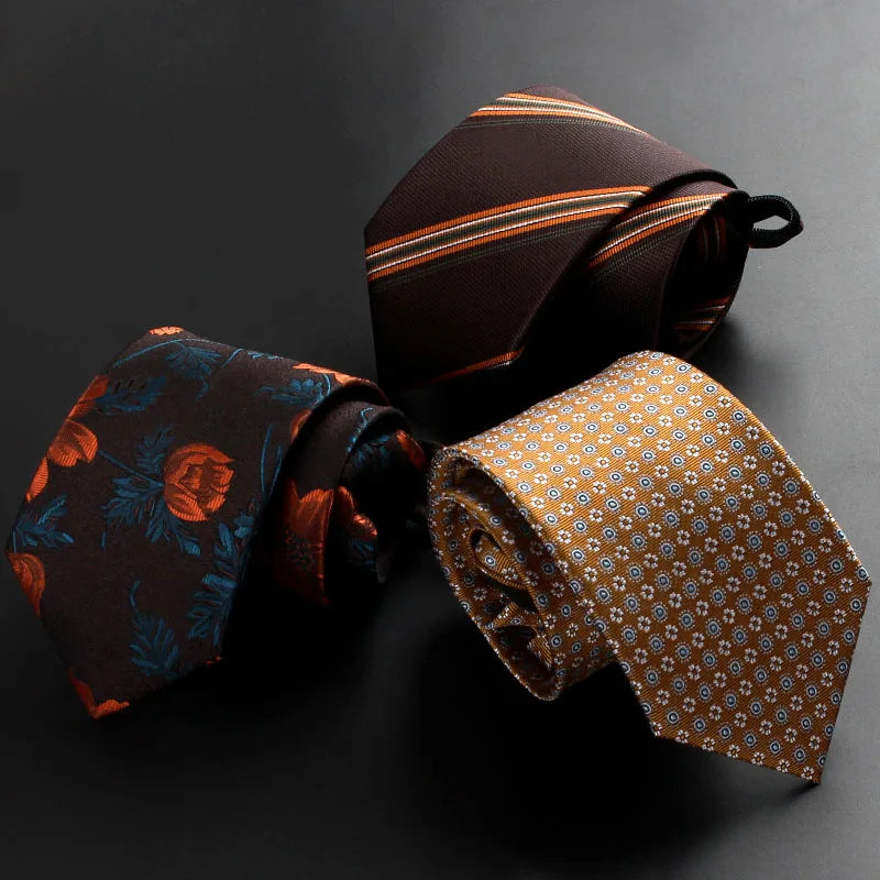 NEW Paisley Zipper Ties for Men 8CM Neck Tie Solid Striped Polka Dots Silk Neckties Men's Wedding Zipper Tie Blue Lazy Ties