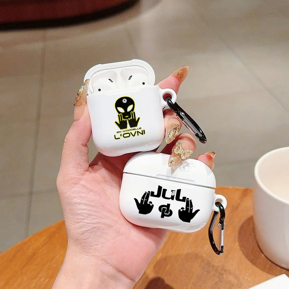 Hot Rapper Shockproof Protective Glossy HD Hard PC Earphone Cover Case For AirPods 1 2 3 4 Pro Pro2 J-JuL-L-with Metal Hook