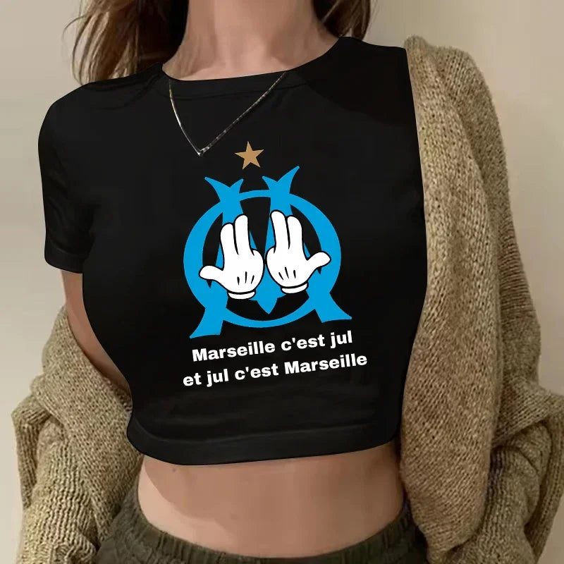 Maillot Jul Cropped Tee Shirt Girl Harajuku Gothic Sexy T-shirt Women Funny Summer Tshirt Graphic Y2k Crop Tops Clothing Female