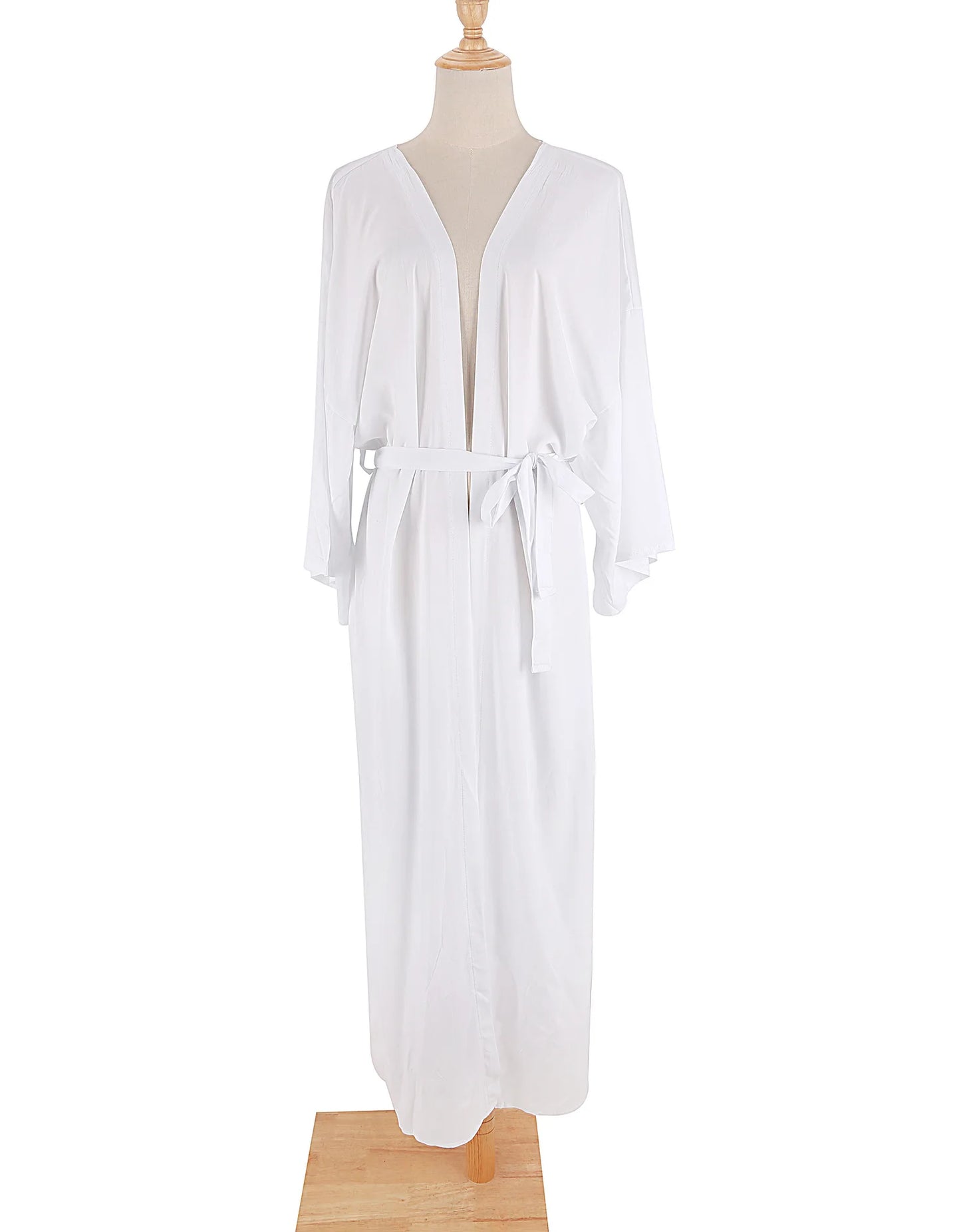 5 Colors Solid Bikini Cover-ups Long Kimono Sexy Belted Summer Wrap Dress Women Beach Wear Cover Up Cardigan Robe De Plage