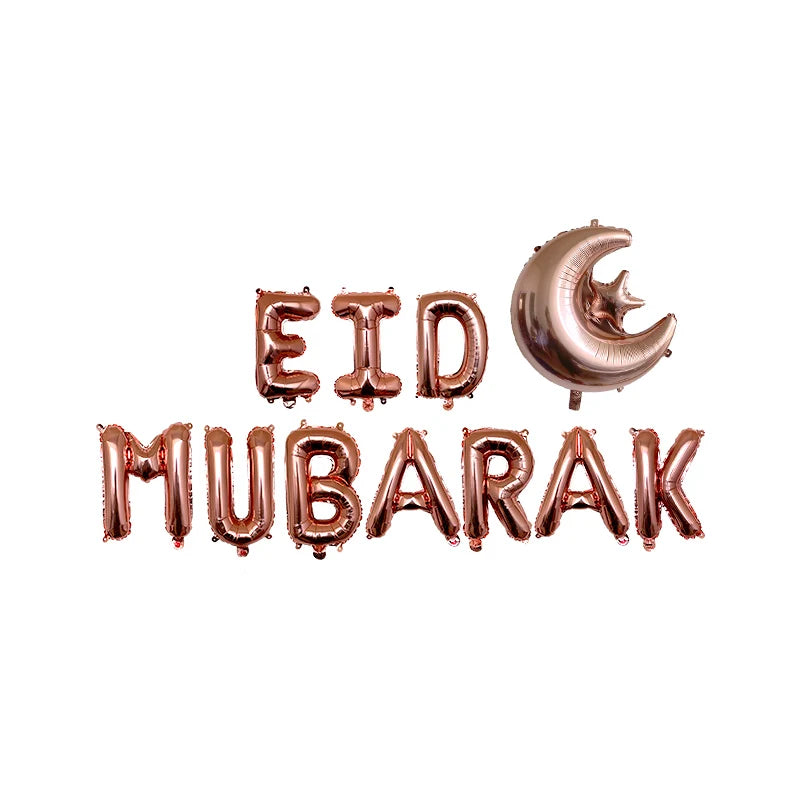 Eid Mubarak Balloons 2024 Ramadan Decorations for Home Moon Star Foil Balloon Muslim Aid Moubarak Kareem Festival Party Supplies