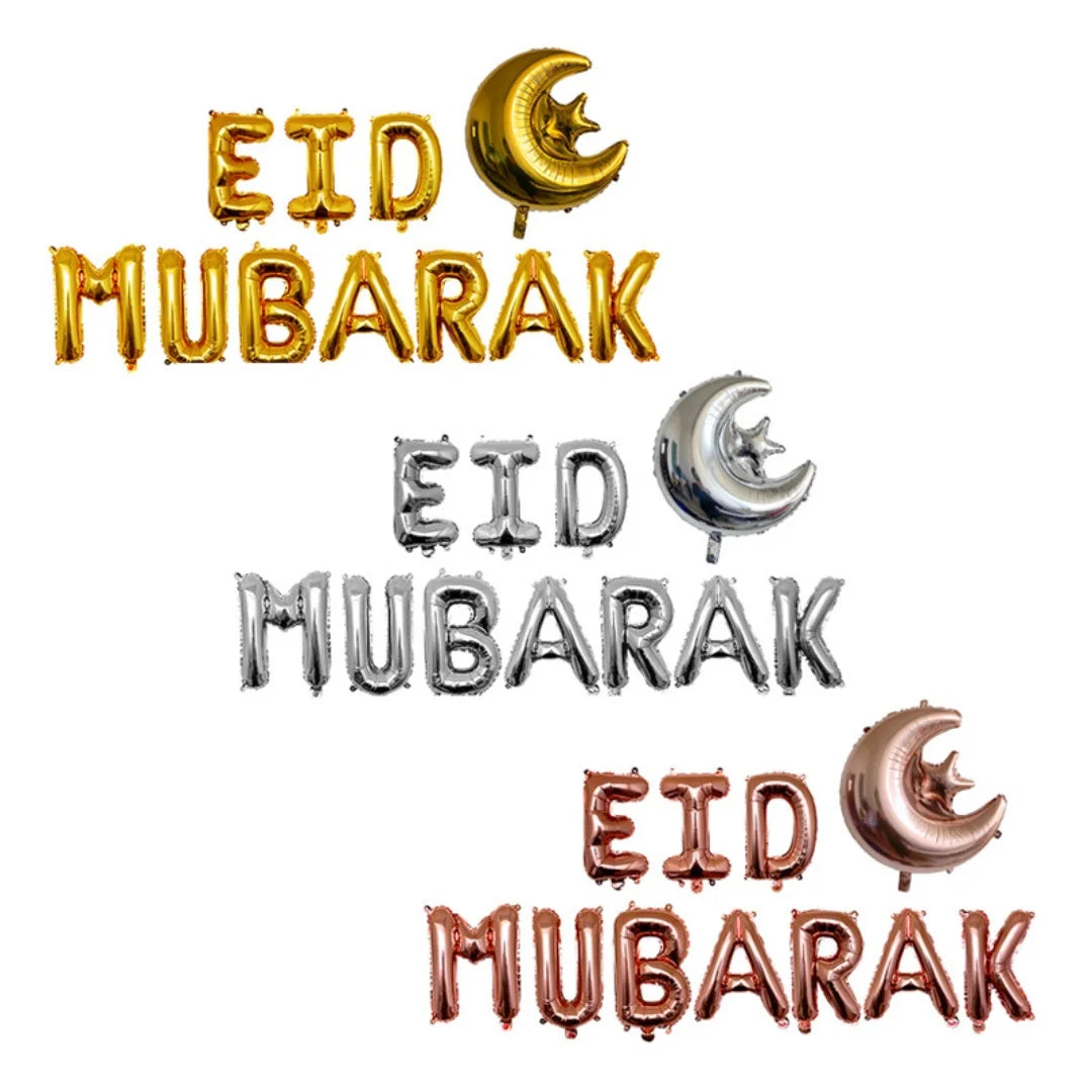 Eid Mubarak Balloons 2024 Ramadan Decorations for Home Moon Star Foil Balloon Muslim Aid Moubarak Kareem Festival Party Supplies