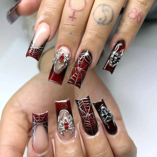 24 pièces ongles manucure Spider Halloween