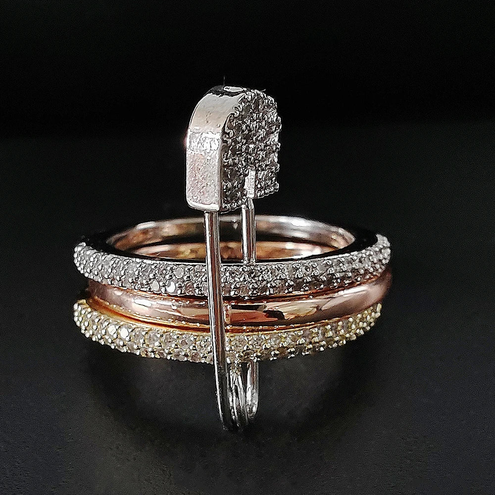 Fashion Pin Connection Three Layers Designer Fashion Ring for Women Valentine's Day Gift Jewelry R7393