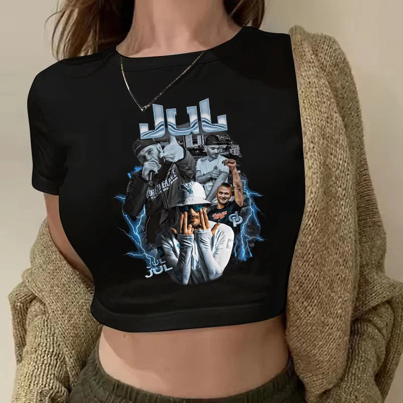 Maillot Jul Cropped Tee Shirt Girl Harajuku Gothic Sexy T-shirt Women Funny Summer Tshirt Graphic Y2k Crop Tops Clothing Female
