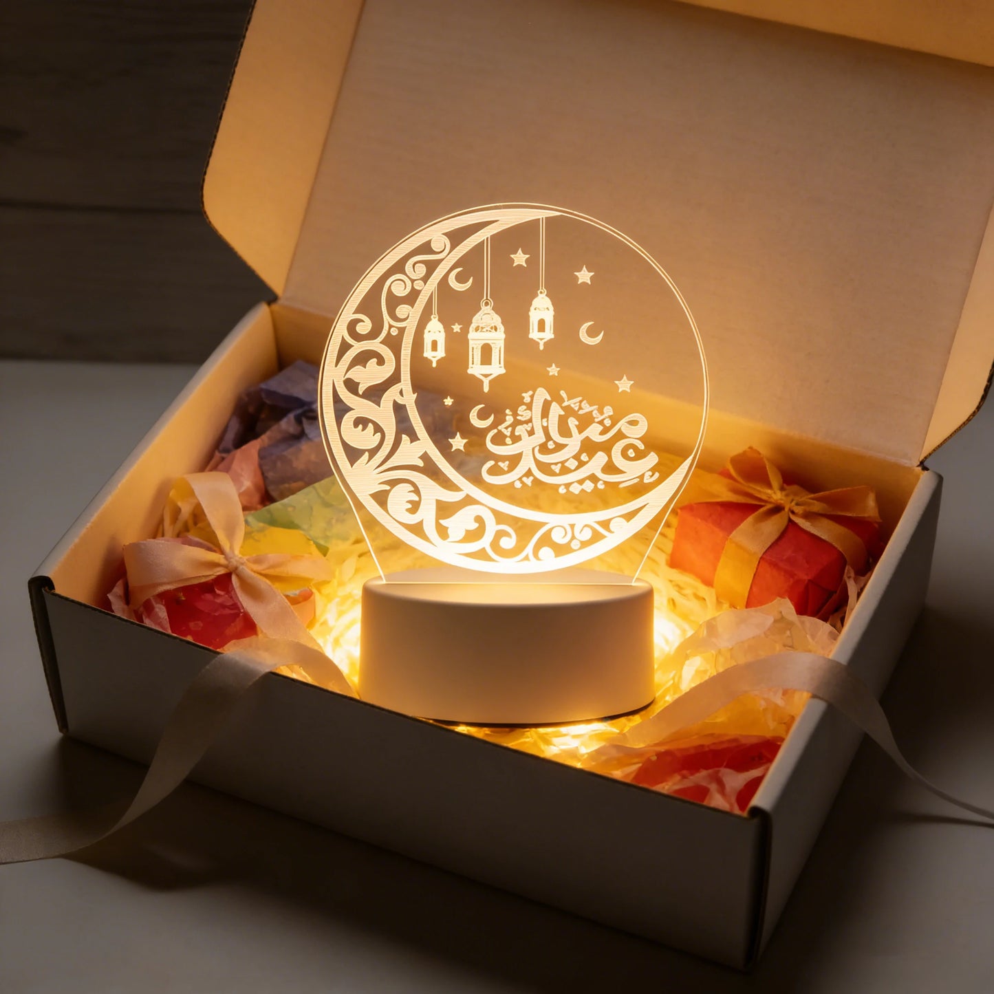 Eid Mubarak USB Operated 3D LED Night Light 2026 Eid Party Holiday Decoration Table Ornament Muslim Ramadan Decoration for Home