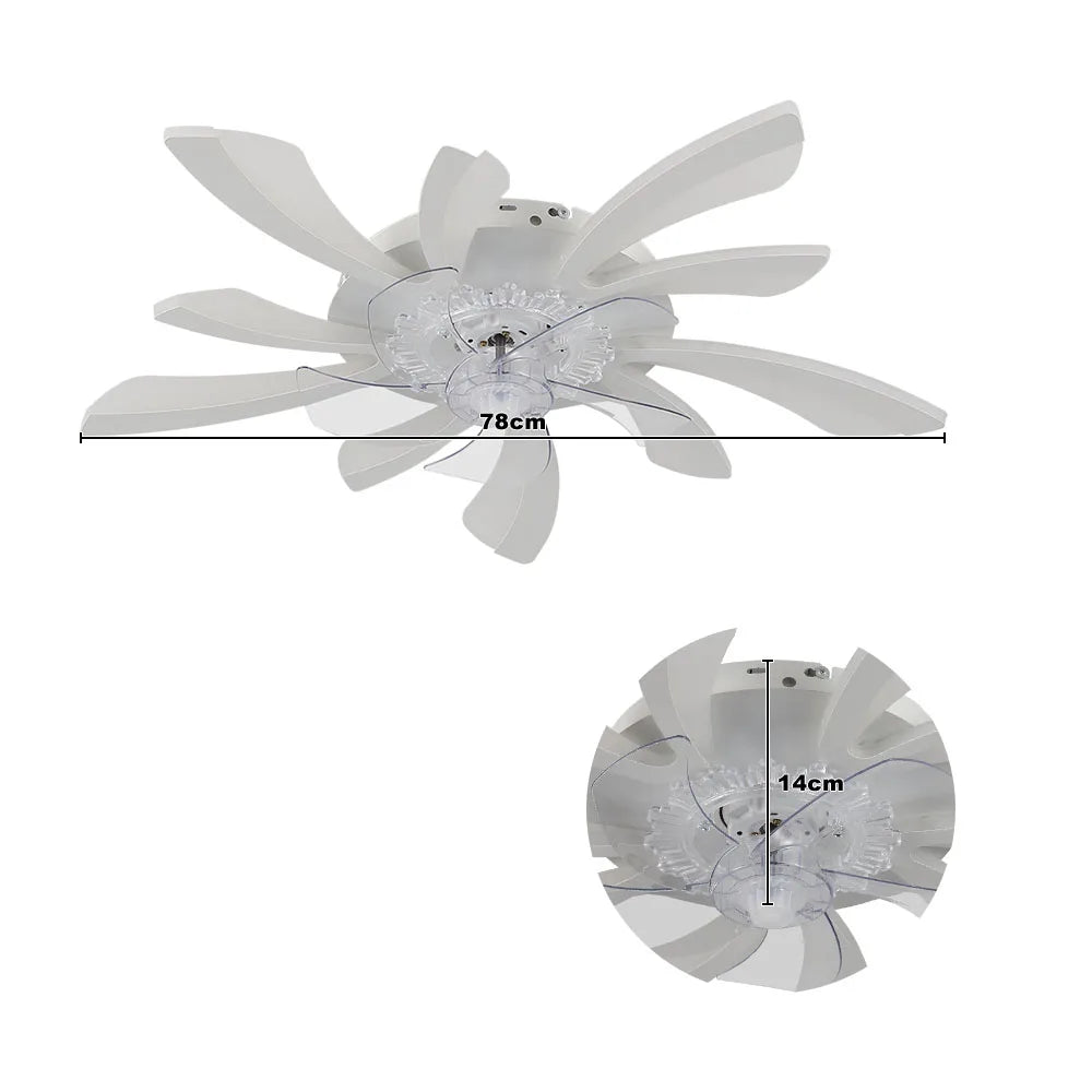 KOMORE 78cm Creative Ceiling Fan with LED Lights with Remote 3 Color temperature 6 Speeds for Office, Living Room, Bedroom