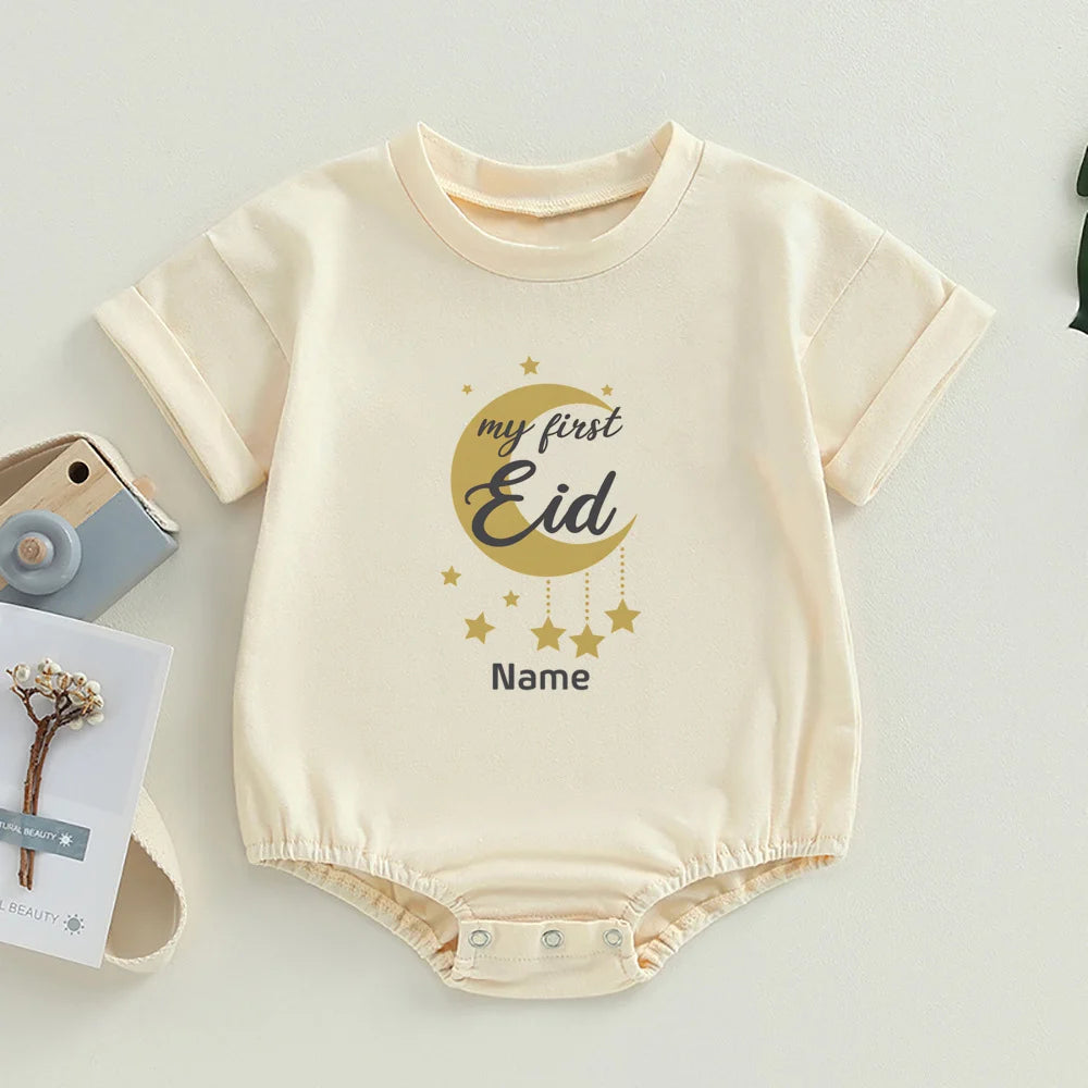 Personalized Baby First Ramadan Bubbles Bodysuit Custom Name Newborn Eid Ramadan Romper Islamic Muslim Holiday Infant Clothes