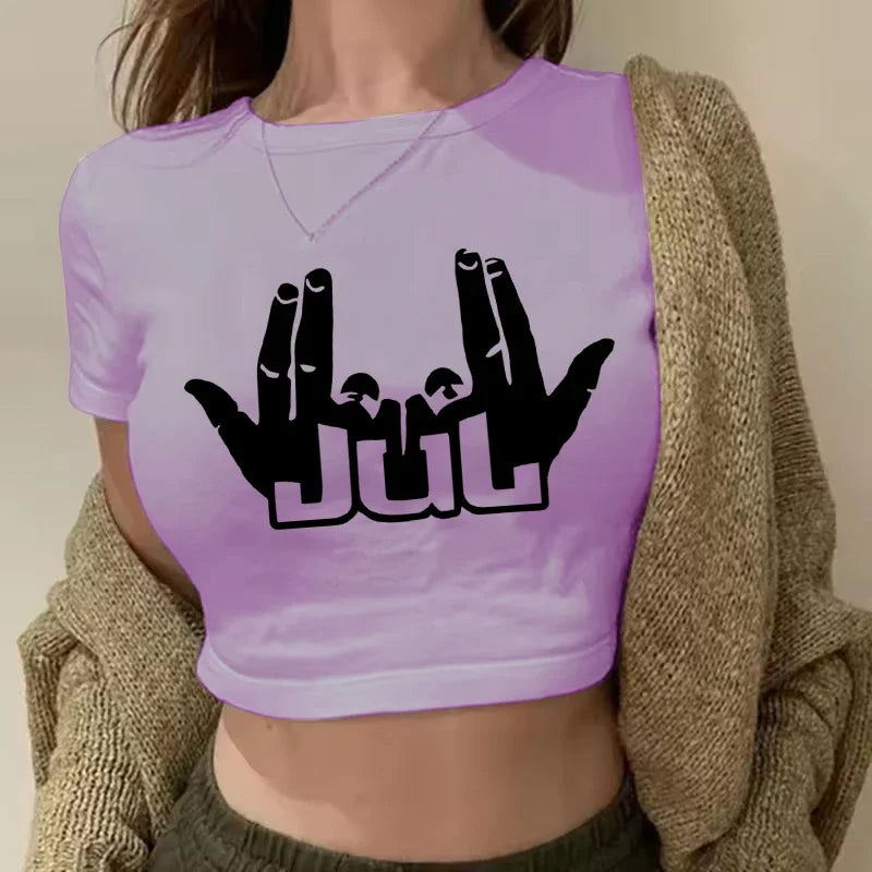 Maillot Jul Cropped Tee Shirt Girl Harajuku Gothic Sexy T-shirt Women Funny Summer Tshirt Graphic Y2k Crop Tops Clothing Female