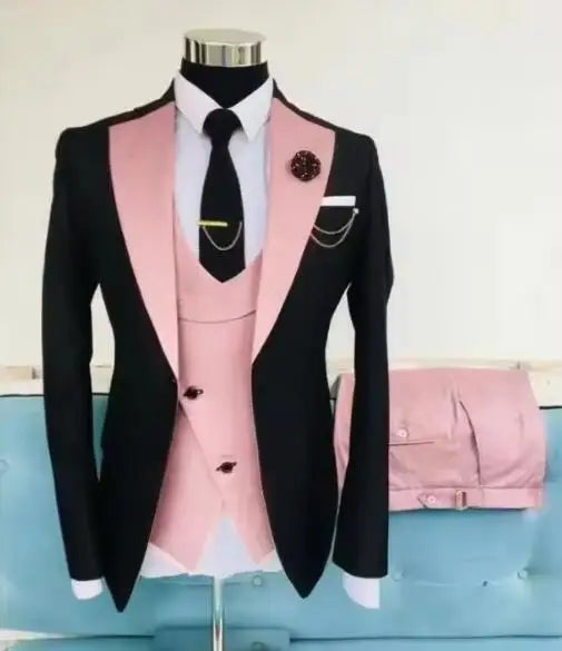 New Costume Homme Popular Clothing Luxury Party Stage Men's Suit Groomsmen Regular Fit Tuxedo 3 Peice Set Jacket+Trousers+Vest