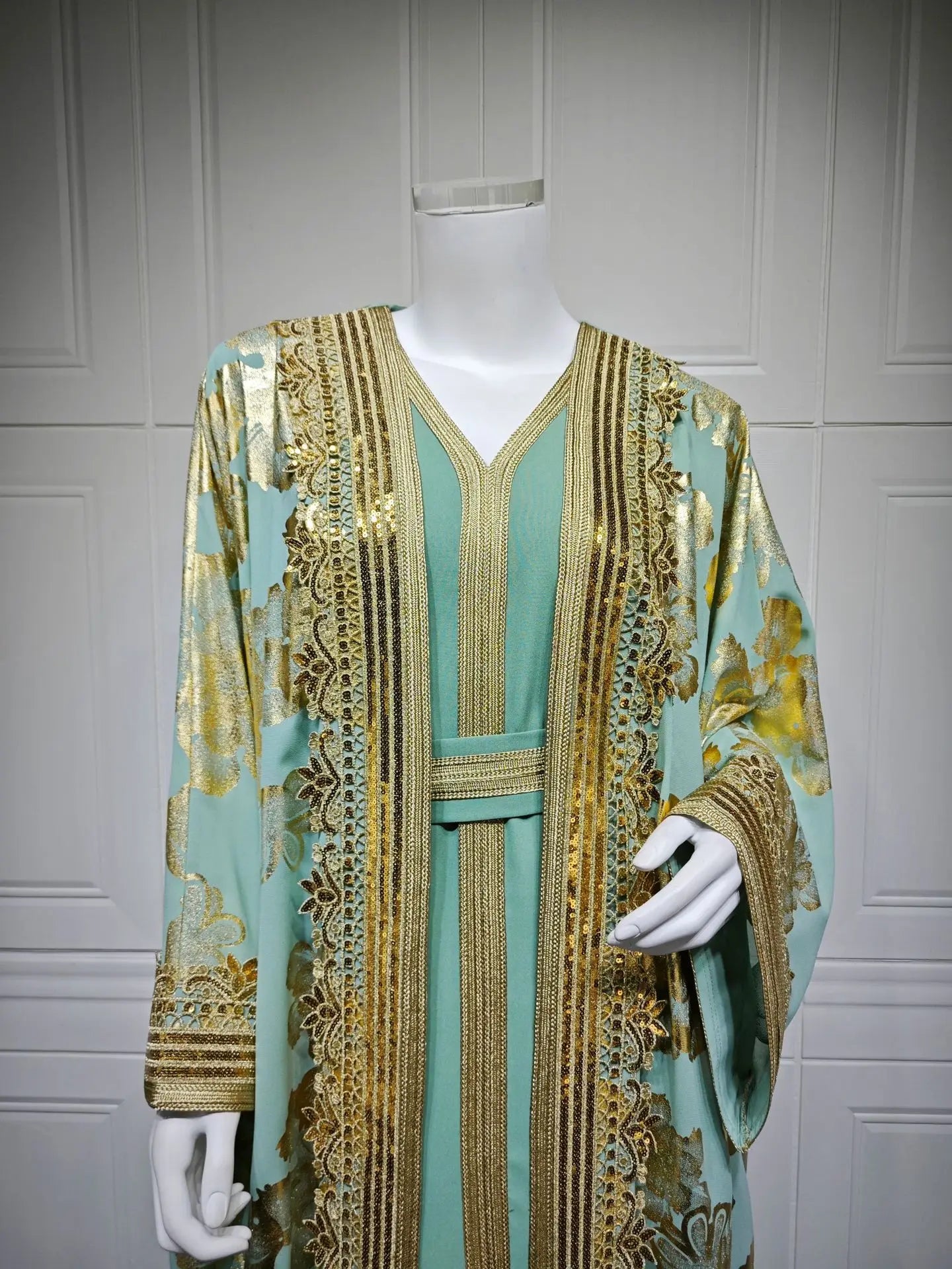Eid Muslim Party Dress for Women Abaya with Inner Dress 2 Piece Set Jalabiya Ramadan Abayas Robe Caftan Vestidos Largos Kebaya