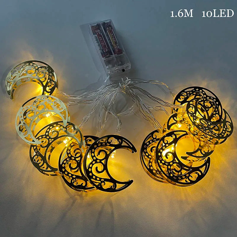 EID Mubarak Moon Star LED String Lights Battery Operated Ramadan Kareem Decoration for Home Islam Muslim Festival Party Supplies