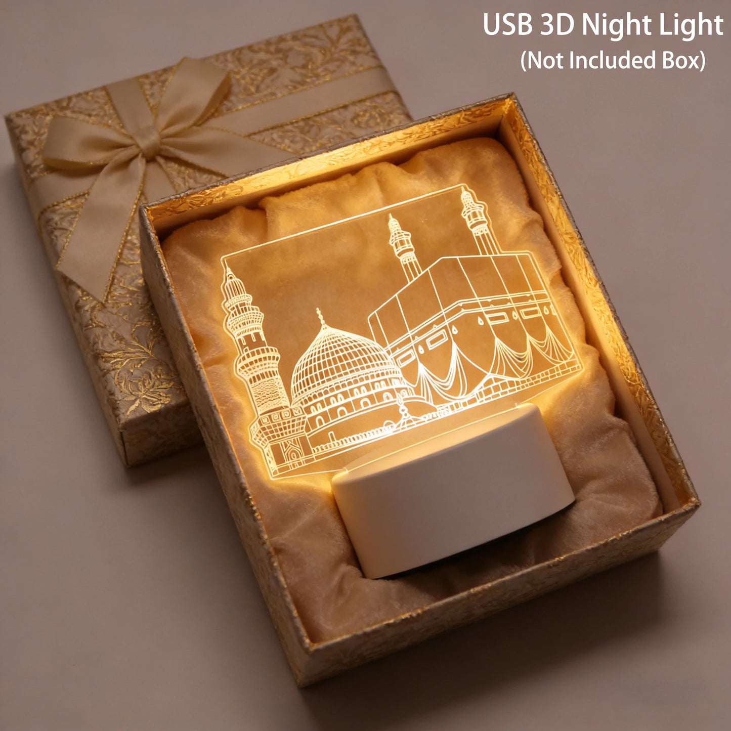Eid Mubarak USB Operated 3D LED Night Light 2026 Eid Party Holiday Decoration Table Ornament Muslim Ramadan Decoration for Home