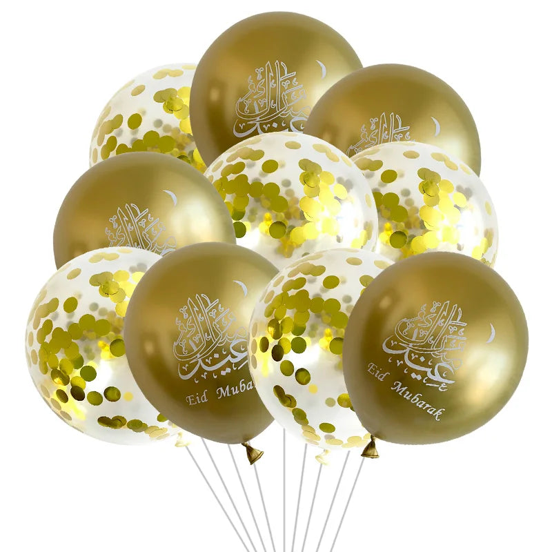 Eid Mubarak Balloons 2024 Ramadan Decorations for Home Moon Star Foil Balloon Muslim Aid Moubarak Kareem Festival Party Supplies