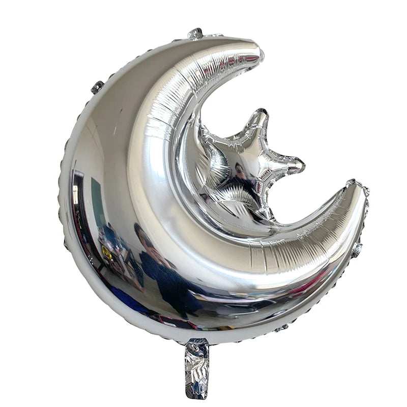 Eid Mubarak Balloons 2024 Ramadan Decorations for Home Moon Star Foil Balloon Muslim Aid Moubarak Kareem Festival Party Supplies