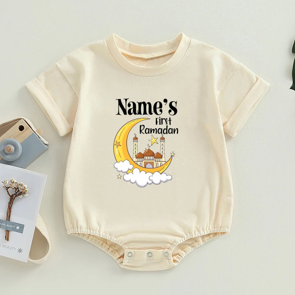 Personalized Baby First Ramadan Bubbles Bodysuit Custom Name Newborn Eid Ramadan Romper Islamic Muslim Holiday Infant Clothes