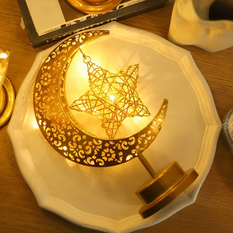 2026 Ramadan Decoration LED Star Moon Candle Lamp Eid Mubarak Night Light for Islamic Muslim Party Ornaments Eid Al-Fitr Gifts