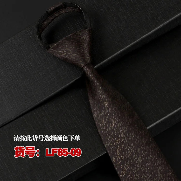 NEW Paisley Zipper Ties for Men 8CM Neck Tie Solid Striped Polka Dots Silk Neckties Men's Wedding Zipper Tie Blue Lazy Ties