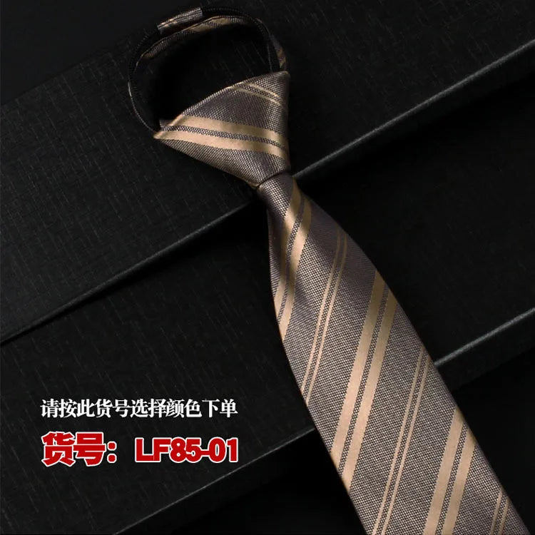 NEW Paisley Zipper Ties for Men 8CM Neck Tie Solid Striped Polka Dots Silk Neckties Men's Wedding Zipper Tie Blue Lazy Ties