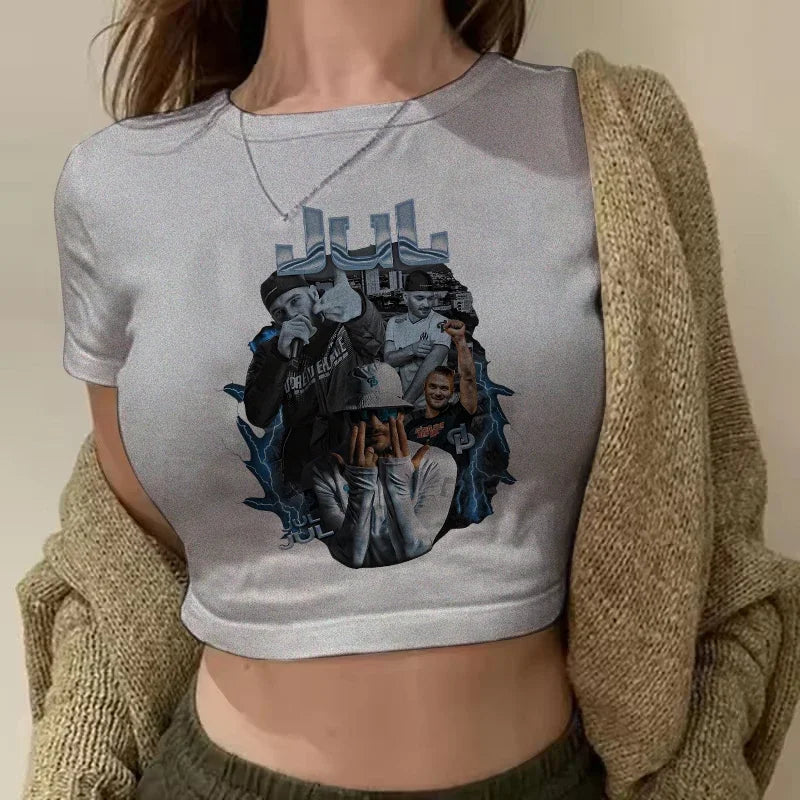 Maillot Jul Cropped Tee Shirt Girl Harajuku Gothic Sexy T-shirt Women Funny Summer Tshirt Graphic Y2k Crop Tops Clothing Female