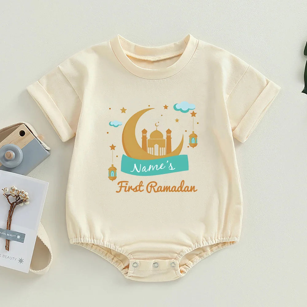 Personalized Baby First Ramadan Bubbles Bodysuit Custom Name Newborn Eid Ramadan Romper Islamic Muslim Holiday Infant Clothes