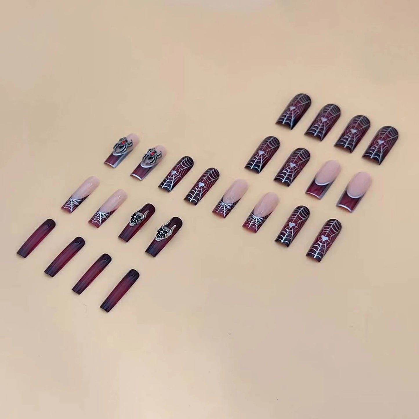 24 pièces ongles manucure Spider Halloween