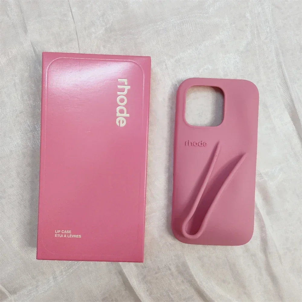 Rhode coque en silicone avec support lipstick pour iPhone 16 16E 15 14 13 12 11 pro max plus - Style accessories 