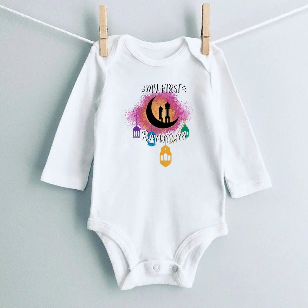 My First Ramadan Print Baby Romper Newbron Bodysuit Muslim Boys Girls Clothes Infant Baby First Ramadan Gift Toddler Jumpsuit