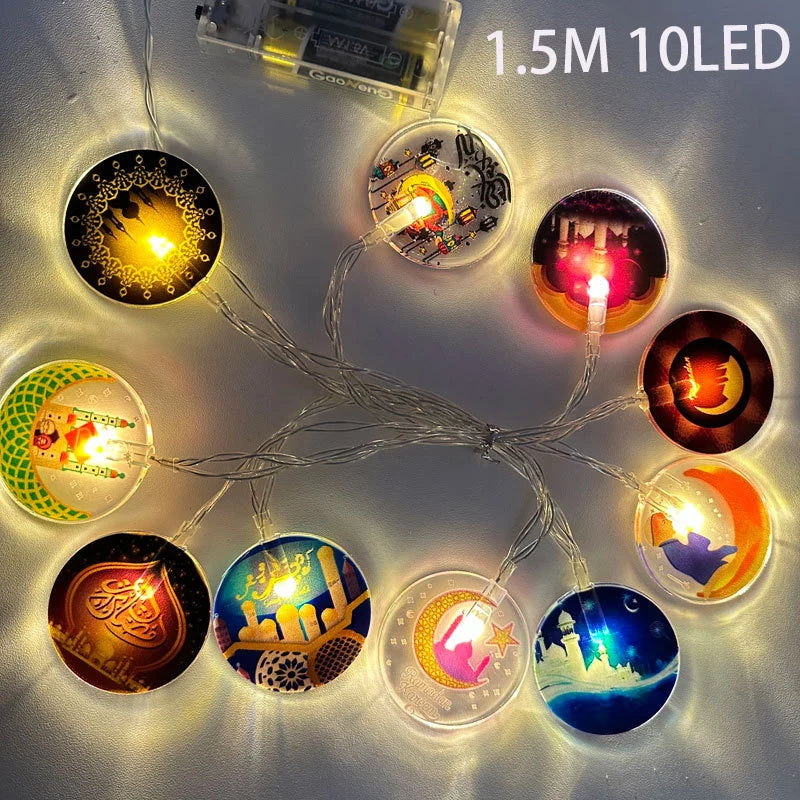 EID Mubarak Moon Star LED String Lights Battery Operated Ramadan Kareem Decoration for Home Islam Muslim Festival Party Supplies