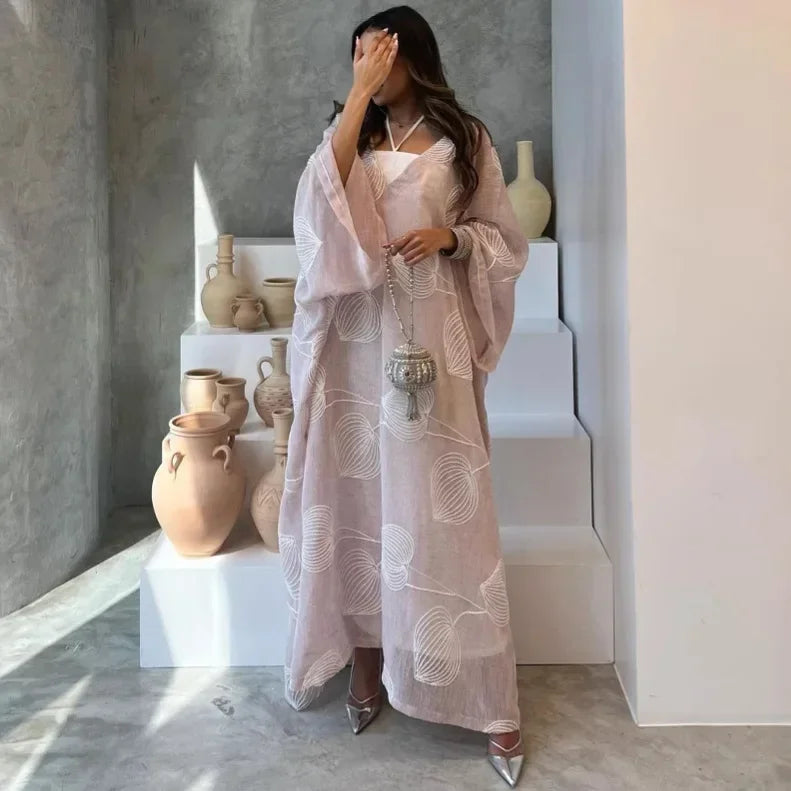 Dubai Robe Elegant and Soft Blossoms, Tank Top, Long Skirts, Two Piece Dress Set, Long Skirts Ramadan Dubai Luxury Islam Elegant